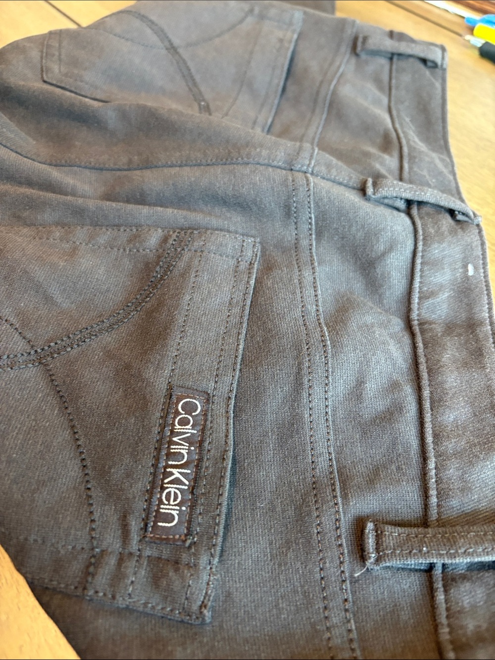 Calvin Klein Ladies Slim Straight Jeans in Charcoal Brown